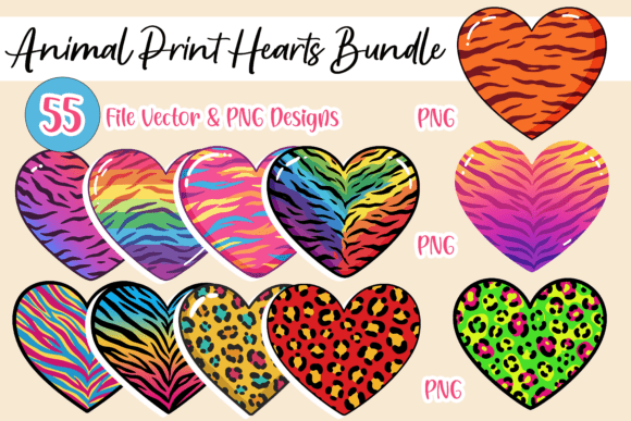Animal Print Heart Bundle Vector & Png: Bold Design for Modern Projects