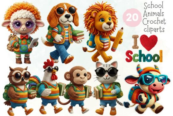 Back to School Animal Clipart PNG Set