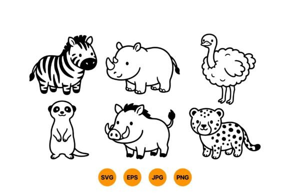 Bringing the Savanna to Life: Cute Safari Animal Clipart SVG for Creative Projects