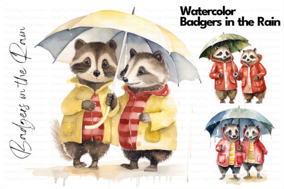 Charming Watercolor Badgers: Perfect for Your Creative Projects