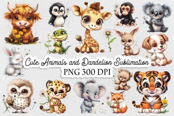 Cute Animal and Dandelion Sublimation: A Whimsical Asset for Modern Designers