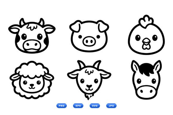 Cute Farm Animal Clipart Pack: Charming Design for Every Project