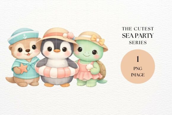 Cute Summer Ocean Animal Trio Clipart: A Creative Asset