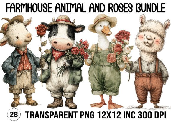 Farmhouse Animal and Roses Bundle: A Complete Design Asset