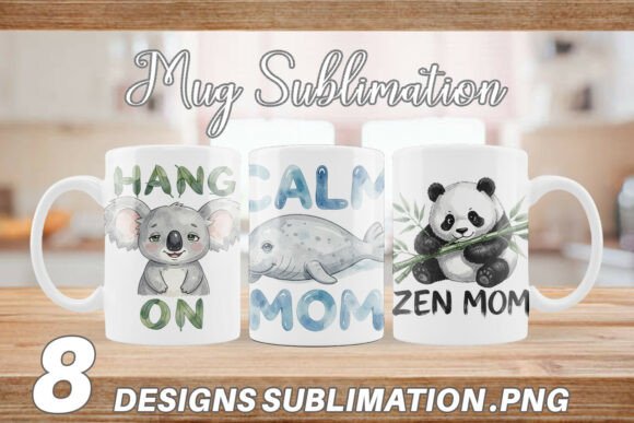 Lazy Animal Watercolor Quotes Mug Wrap: Creative Design Pack