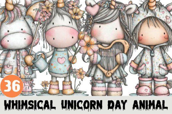 Magical Whimsical Unicorn Day Animal Clipart for Projects