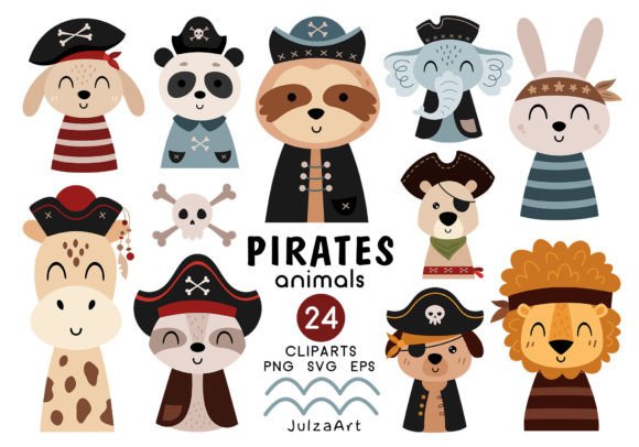 Pirate Animal Clipart: Adorable SVG & PNG Graphics
