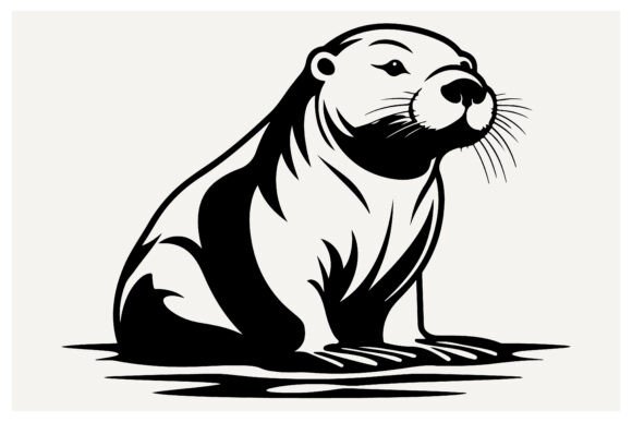 River Animal Otter Silhouette, Vector: A Designer's Go-To Graphic