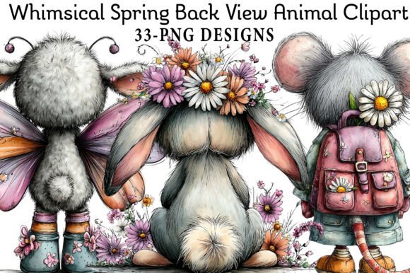 Spring Back View Animal Clipart: Fresh Design Assets