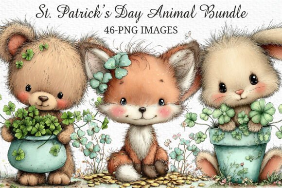 St. Patrick’s Day Animal Bundle Clipart: Whimsical Design