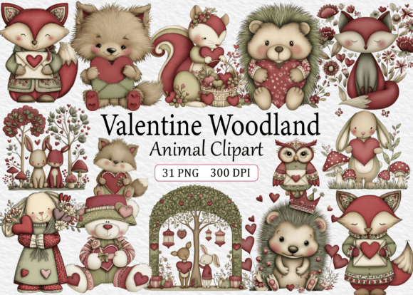 Valentine Woodland Animal Clipart: Design Assets for Every Creator