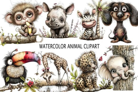 Watercolor Animal Clipart: Organic Design Assets for Modern Projects