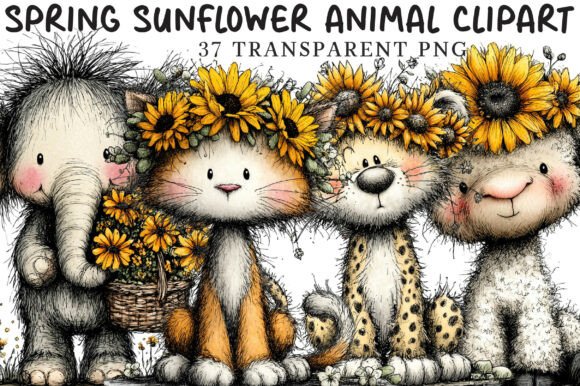 Whimsical Spring Sunflower Animal: A Burst of Joyful Design Assets